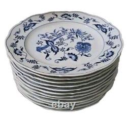 Set Of 12 Vintage Blue Danube Japan Blue Onion Porcelain 10 3/8 Dinner Plate