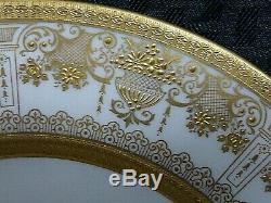 Set Of 12 Vintage Lenox Raised Gold Enamel Dinner Plates 1830 / S64 Green Mark