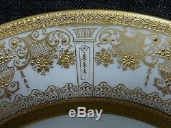 Set Of 12 Vintage Lenox Raised Gold Enamel Dinner Plates 1830 / S64 Green Mark