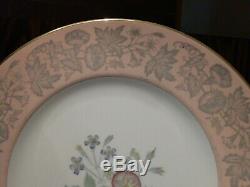 Set Of 12 Wedgwood Pink Wildflower Dinner Plates