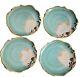 Set Of 4 Mussels And More Pottery Sea Green Dinner Plates Signed By Jan Sell