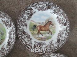 Set Of 4 Spode Woodland Horses Dinner Plates All New Price Reduced