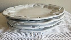 Set Of 4 Vietri Incanto Olive 12 Dinner Plates White Pre-owned Plate Lot
