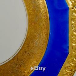 Set Of 6 Cobalt/cream Gold Encrusted Dinner Plates By Rosenthal Selb Bavaria