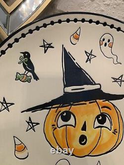 Set Of 6 Eli+ Ana Creep Jack O Lantern PUMPKIN Halloween Dinner Plate 10.5