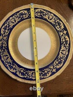 Set Of 6 Exquisite Royal Doulton Cobalt Blue / Gold Dinner Plates