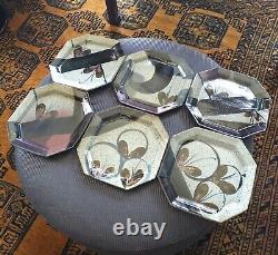 Set Of 6 John Freimarck 11 Octagonal Stoneware Plates Butterflies Free Shipping