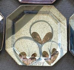 Set Of 6 John Freimarck 11 Octagonal Stoneware Plates Butterflies Free Shipping