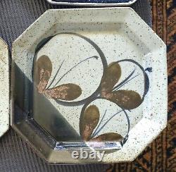 Set Of 6 John Freimarck 11 Octagonal Stoneware Plates Butterflies Free Shipping