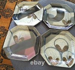 Set Of 6 John Freimarck 11 Octagonal Stoneware Plates Butterflies Free Shipping