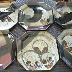 Set Of 6 John Freimarck 11 Octagonal Stoneware Plates Butterflies Free Shipping