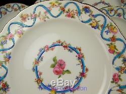 Set Of 6 Minton G9918 Raised Enamel Hand Painted Roses Floral Dinner Plates