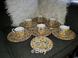 Set Of 6 Plates, Saucers, & Cups In Sophie Chintz Pattern-queens Fine Bone China
