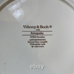 Set Of 6 Villeroy & Boch Amapola Large Dinner Plate 10.5 Raised Floral EUC