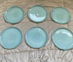 Set Of 6 Vintage Fire King Turquoise Blue Delphite 9 Dinner Plates J007