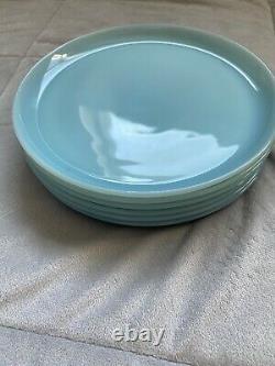 Set Of 6 Vintage Fire King Turquoise Blue Delphite 9 Dinner Plates J007