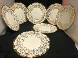 Set Of 7 English Porcelain By Coalport Anniversary Dinner Plates 10.5
