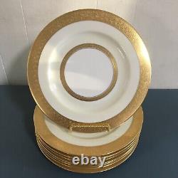 Set Of 8 Beautiful Theodore Haviland USA Ornate Gold Trim Dinner Plate 10-5/8