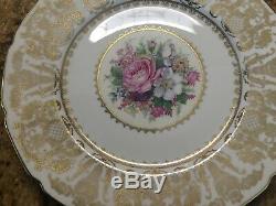 Set Of 8 Germany Rosenthal Continental Ivory Coronado Floral 10.5 Dinner Plates