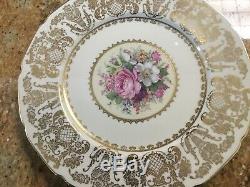 Set Of 8 Germany Rosenthal Continental Ivory Coronado Floral 10.5 Dinner Plates