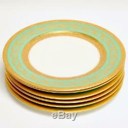 Set Of 8 Jade/cream Gold Encrusted Dinner Plates By Rosenthal For Ovington's