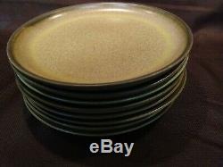 Set Of 8 Vintage Brown Denby England Pottery Stoneware Romany 10 Dinner Plates