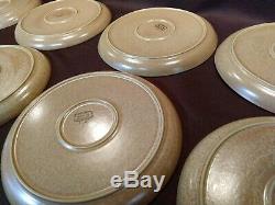Set Of 8 Vintage Brown Denby England Pottery Stoneware Romany 10 Dinner Plates