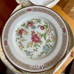 Set Of 8 Vtg 7-3/4 Dinner Plate Rose Peony by Mikasa In Beautiful Case