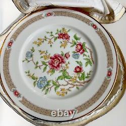 Set Of 9 10.5 Dinner Plate Rose Peony by Mikasa In Beautiful Case Unused Pretty