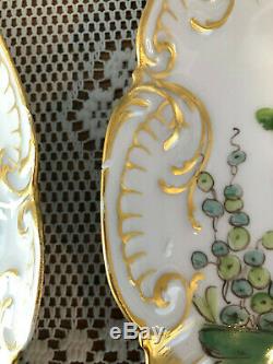 Set Of 9 Limoges France Gold Scalloped Bird Plates Ovington Bros NY (Some As-Is)