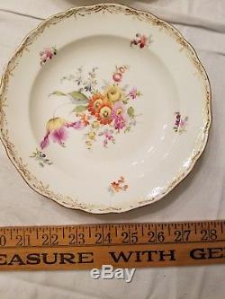 Set Of Four Antique Meissen Floral Scattered Flowers Dinner Plates