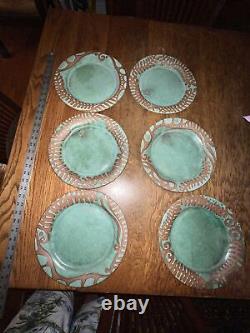 Set Of Six Mangum Pottery Plates Fern