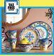 Set Zanzibar Dinnerware Multi Colors 16 Pcs Dishes Plate Mug Spanish Floral New