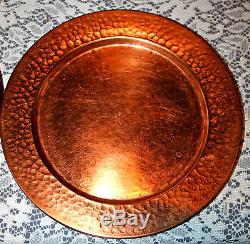 Set of 10 13 Hammered Round Copper Charger Dinner Plates NICE EUC