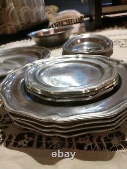 Set of 10 Queen Anne Matching Set PEWTEREX Dinner, Trays, Small Plates, AndMore