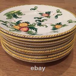 Set of 10 Vintage Dinner Plates Hand Painted Made in Italy b Filliponi La Perla