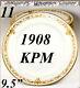 Set Of 11 1908 Marked Kpm Raised Gold Dinner Plates Each Marked, Excellent