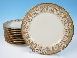 Set of 11 GOLD ENCRUSTED Guerin Limoges Service Plate Porcelain Dinner Antique