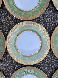 Set of 11 Heavy Gold Encrusted/Green Cabinet/Dinner Service Plates 11