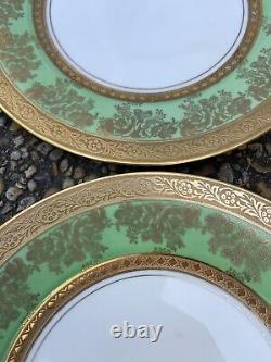 Set of 11 Heavy Gold Encrusted/Green Cabinet/Dinner Service Plates 11