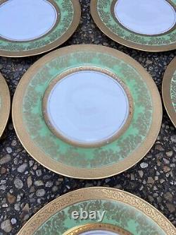 Set of 11 Heavy Gold Encrusted/Green Cabinet/Dinner Service Plates 11