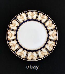 Set of 11 Royal Doulton Cobalt Blue & Raised Gold Encrusted Dinner Plates c. 1921