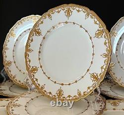 Set of 12 Antique Royal Doulton Raised Gold Dinner Plates 10.5 c. 1902-1922