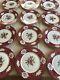 Set Of 12 Baronet Czechoslovakia Maroon Floral Dinner Plates Made In Bohemia