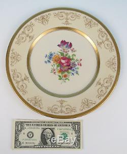 Set of 12 Floral & Gold Encrusted 10.25 Dinner Plates Porcelain Syracuse China