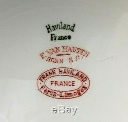 Set of 12 Frank Haviland Limoges Paris Pink & Yellow Swag 9 5/8 Dinner Plate