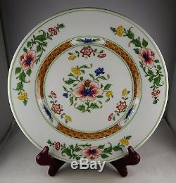 Set of 12 Heinrich Parnass German China Large Dinner Plates Rust, Floral Minty