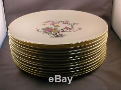 Set of 12 Lenox Ming Coupe X-300 Dinner Plates 10-1/2 Oriental Floral Motif