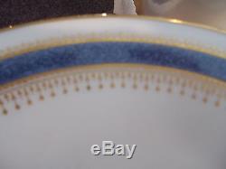 Set of 12 NORITAKE BLUE DAWN Dinner Plates Gold Decor Around Blue Band