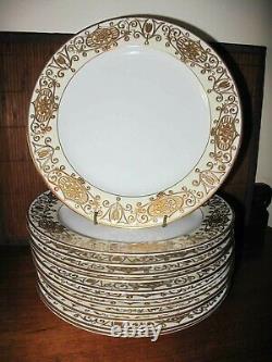 Set of 12 Noritake CHRISTMAS BALL Gold #175 10 Dinner Plates